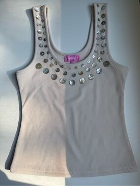 Edikted Cream Ribbed Tank Top
